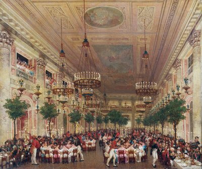 Banket pořádaný v Tuileries na svatbu Leopolda I. s princeznou Louise Marie Orleánskou od Le Baron Attalin