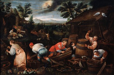 srpna ze série The Seasons, konec 16. nebo začátek 17. století od Leandro Bassano