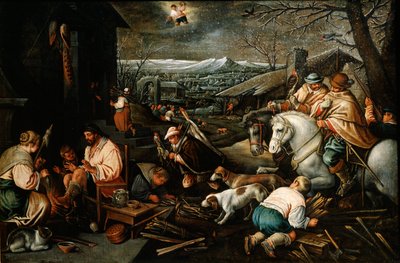 Leden ze série The Seasons, konec 16. nebo začátek 17. století od Leandro Bassano