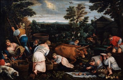 Září ze série The Seasons, konec 16. nebo začátek 17. století od Leandro Bassano