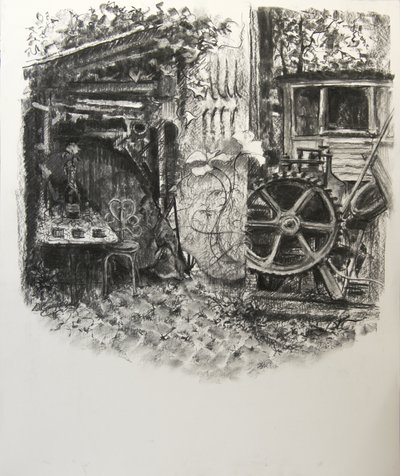 Eel Pie Textures, 2016, (uhlí na papíře) od Lee Campbell