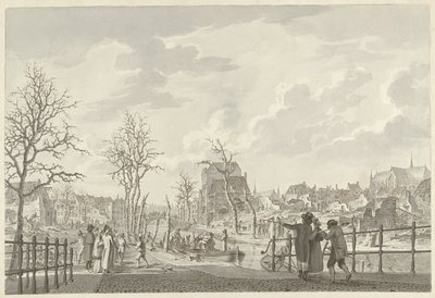 Ruiny na Rapenburg v Leidenu, po katastrofě střelného prachu 12. ledna 1807 od Leendert Overbeek