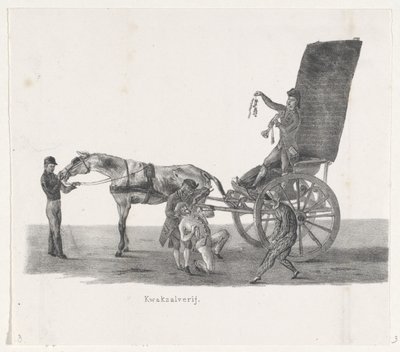 Sjees s kvákáním, 1835 šarlatánství (název na předmětu) Jednotlivá vystoupení, která výstupy drží H.H. Studenti Leidsche Hoogeschool dne 9. února: 1835, uzavřeno (název série na objektu) od Leendert Springer (I)