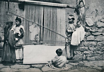 Tkalci Kabyle a nativní tkalcovský stav, Severní Alžírsko, 1912 od Legrand