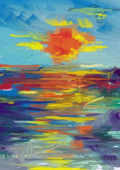 Abstraktní vozidlo „Sunset“ od Lembayung senja studio [Vintage Poster]