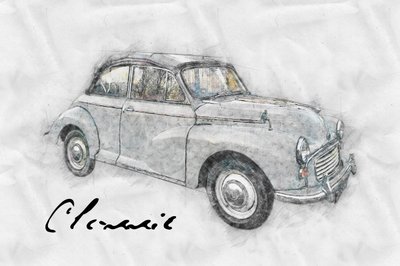 Kresba klasického automobilu od Lembayung senja studio [Vintage Poster]