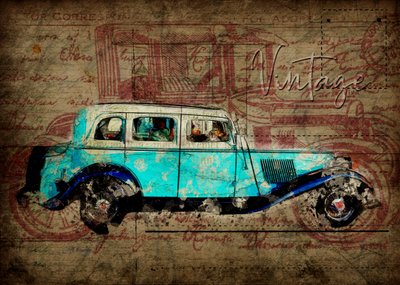 Vintage auto v rustikálním stylu od Lembayung senja studio [Vintage Poster]