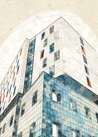 Skica městské architektury od Lembayung senja studio [Vintage Poster]