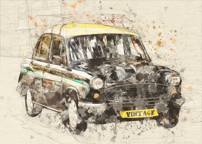 Vintage Taxi Art od Lembayung senja studio [Vintage Poster]
