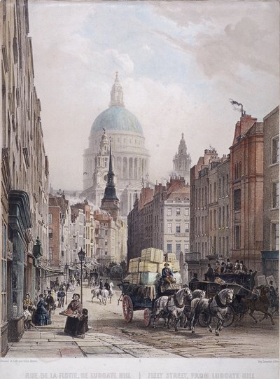 Fleet Street, Londýn, c1850 od Lemercier