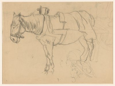 Koně tažené a hlavy studie od Leo Gestel (signed by artist)