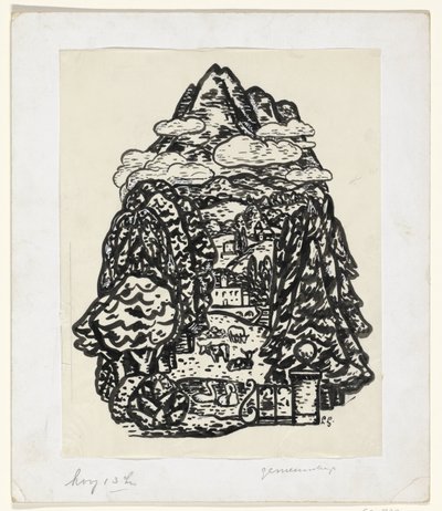 Horská krajina se stromy a dobytkem od Leo Gestel (signed by artist)