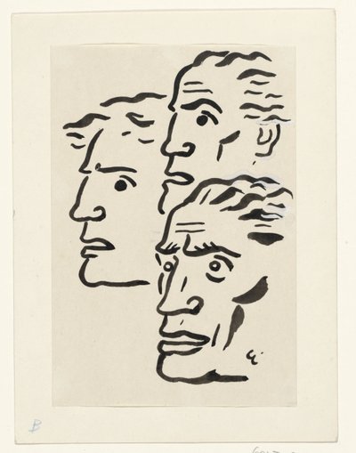 Tři mužské tváře od Leo Gestel (signed by artist)