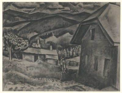 Krajina s ženou s dítětem před domem od Leo Gestel (signed by artist)