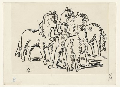 Muž se třemi koňmi od Leo Gestel (signed by artist)