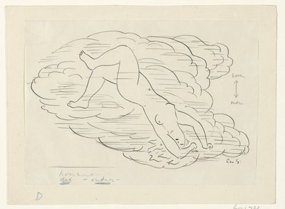 Nahá žena v oblacích od Leo Gestel (signed by artist)