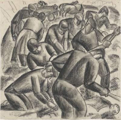 Sklízeče brambor při práci na poli od Leo Gestel