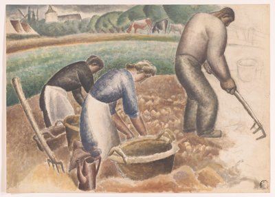 Sklízeče brambor na poli od Leo Gestel