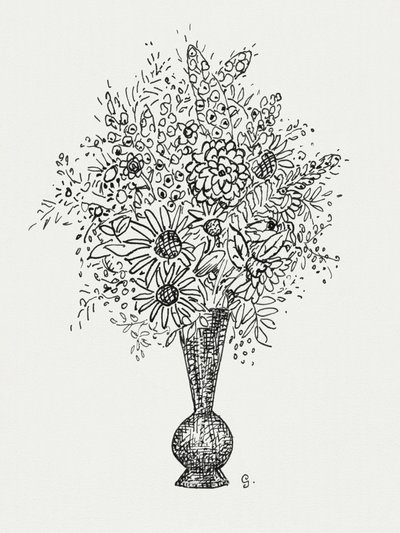 Květinová váza (cca 1891–1941) – kresba ve vysokém rozlišení od Lea Gestela. od Leo Gestel