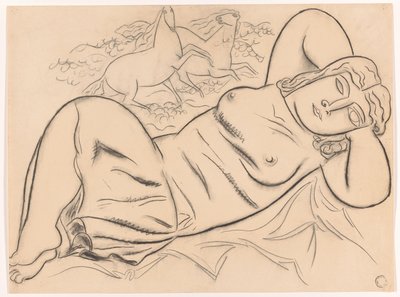 Ležící nahá žena s koňmi od Leo Gestel