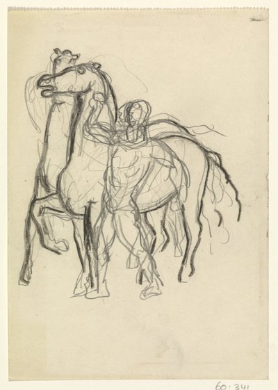 Muž drží dva koně v šachu od Leo Gestel