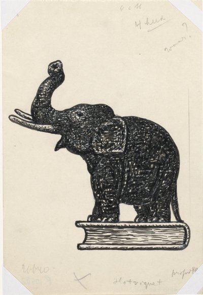 Slon na knize (náčrt) od Leo Gestel