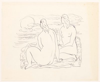 Dvě nahé ženy na pláži od Leo Gestel