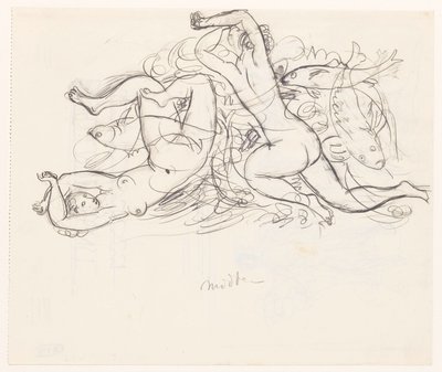 Dvě nahé ženy a tři ryby od Leo Gestel