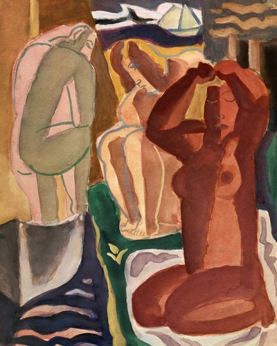 Dvě koupající se ženy a most, formát 4x5, čistá kopie od Leo Gestel