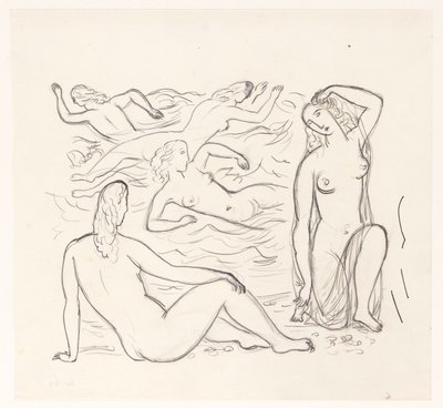 Pět nahých žen, v příboji nebo na pláži od Leo Gestel