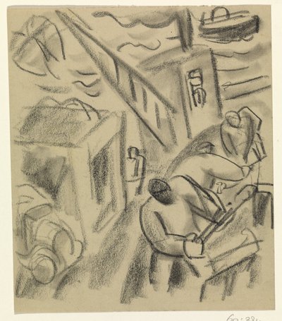 Rybář na rybářské lodi od Leo Gestel