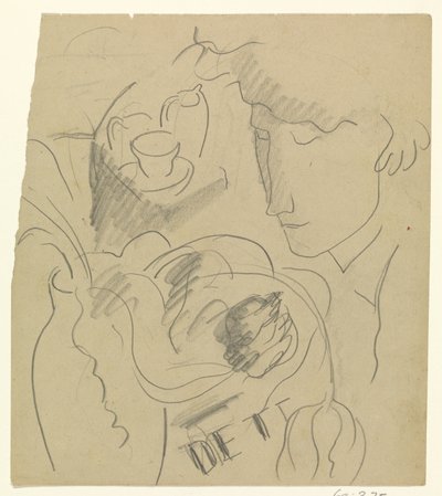 Žena cítí květiny ve váze od Leo Gestel