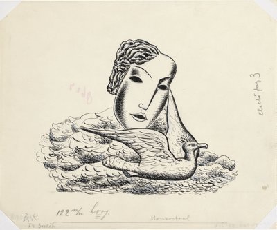 Ženská hlava s ptákem (náčrt) od Leo Gestel