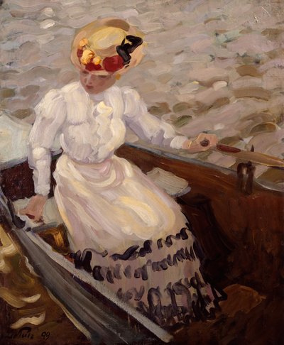 Elegantní dáma ve veslici (olej na plátně) od Leo Putz