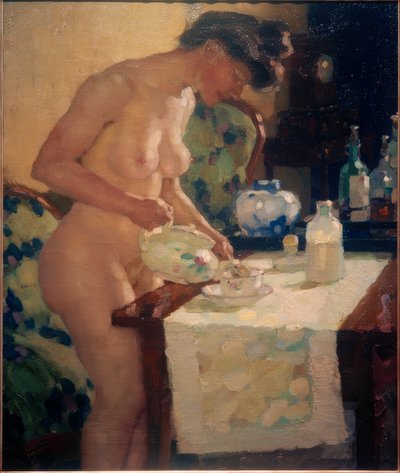 Modelka u čajového stolu od Leo Putz