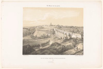Pohled na Dinan a viadukt přes řeku Rance Cena Vue de Dinan de la Vallée des Noyers (název na objektu) Současná Francie (název série) La France de nos jours (název série na objektu) od Leon Auguste Asselineau