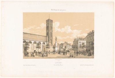 Pohled na Place Bisson v Lorientu lorient. Vue de la place Bisson (název na objektu) Současná Francie (název série) La France de nos jours (název série na objektu) od Leon Auguste Asselineau