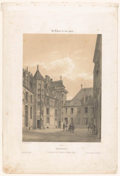 Pohled na nádvoří Palais Jacques-Coeur v Bourges Bourges. Pohled do interiéru de la maison de Jacques Coeur (název na objektu) Současná Francie (název série) La France de nos jours (název série na objektu) od Leon Auguste Asselineau