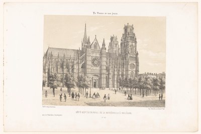 Pohled na katedrálu Orleans (severní strana) Côté septentrional de la cathédrale à Orléans (název na objektu) Současná Francie (název série) La France de nos jours (název série na objektu) od Leon Auguste Asselineau