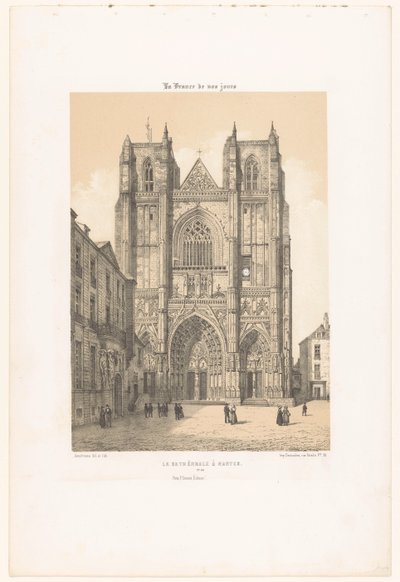 Pohled na katedrálu svatého Petra a Pavla v Nantes La cathédrale à Nantes (název na objektu) Současná Francie (název série) La France de nos jours (název série na objektu) od Leon Auguste Asselineau