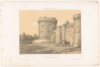 Pohled na jednu z věží hradu Dinan Le château de Dinan (název na objektu) Současná Francie (název série) La France de nos jours (název série na objektu) od Leon Auguste Asselineau