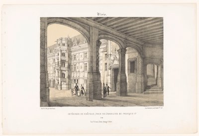 Pohled do interiéru zámku Blois s osmibokou schodišťovou věží krále Františka I blois. Intérieur du château, tour de l