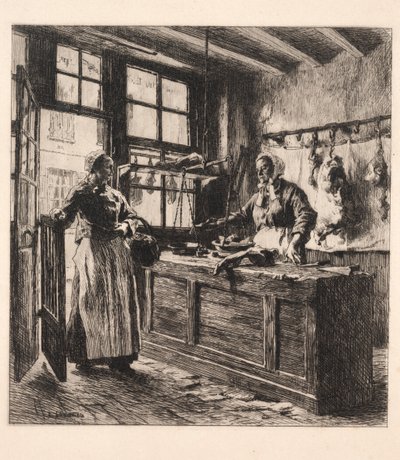 Interiér řeznictví. od Leon Augustin Lhermitte