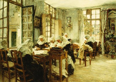 Jeptišky šicí, od Leon Augustin Lhermitte