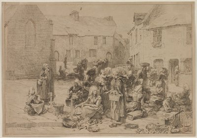 Jablečný trh v Landerneau, 1878. od Leon Augustin Lhermitte