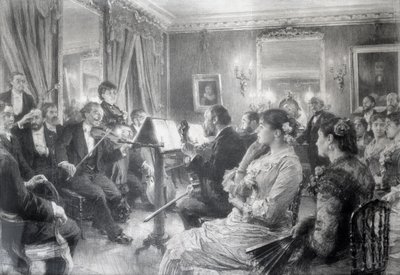 Kvartet aneb Hudební večer v domě Amauryho Duvala, 1881 (uhl na papíře) od Leon Augustin Lhermitte