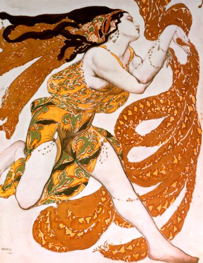 Bacchante, kostýmní návrh pro inscenaci Ballets Russes Tcherepnins Narcisse, 1911 od Leon Bakst