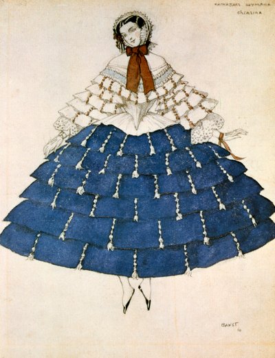 Chiarina, návrh kostýmu pro balet Karneval, který složil Robert Schumann, 1919. od Leon Bakst