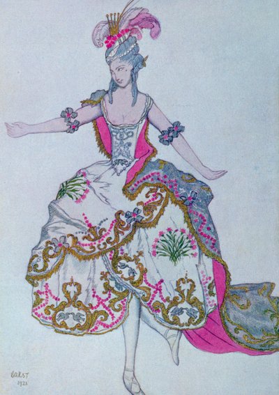 Kostýmní návrh pro The Fairy Carnation od Šípkové Růženky od Leon Bakst
