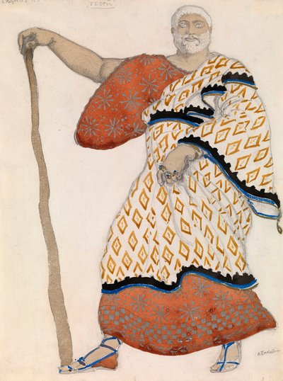 Kostýmní návrh pro drama Oidipus at Colonus od Sofokla od Leon Bakst